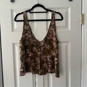 Intimately Free People Green Floral Tank Top